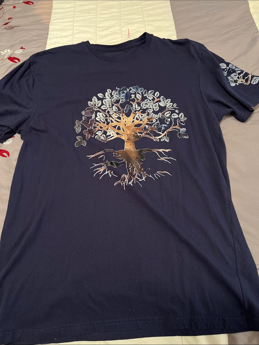 Men's Navy T-Shirt with Tree Graphic